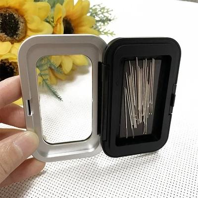 Custodia per aghi da cucito rettangolare nera Custodia magnetica per aghi da ricamo Porta bottoni Perni Scatola da lavoro per accessori per utensili
