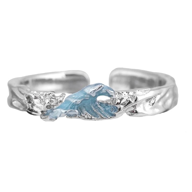 Медное парное кольцо с уникальным узором  Гора и Море , регулируемое, открытое. Подарок, аксессуар для пальцев на вечеринку.