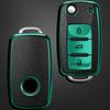 Leather+TPU Car Remote Key Cover Case Fob for Volkswagen VW Bora Polo Tiguan Jetta Passat B5 B6 B7 Golf Beetle for Skoda Octavia