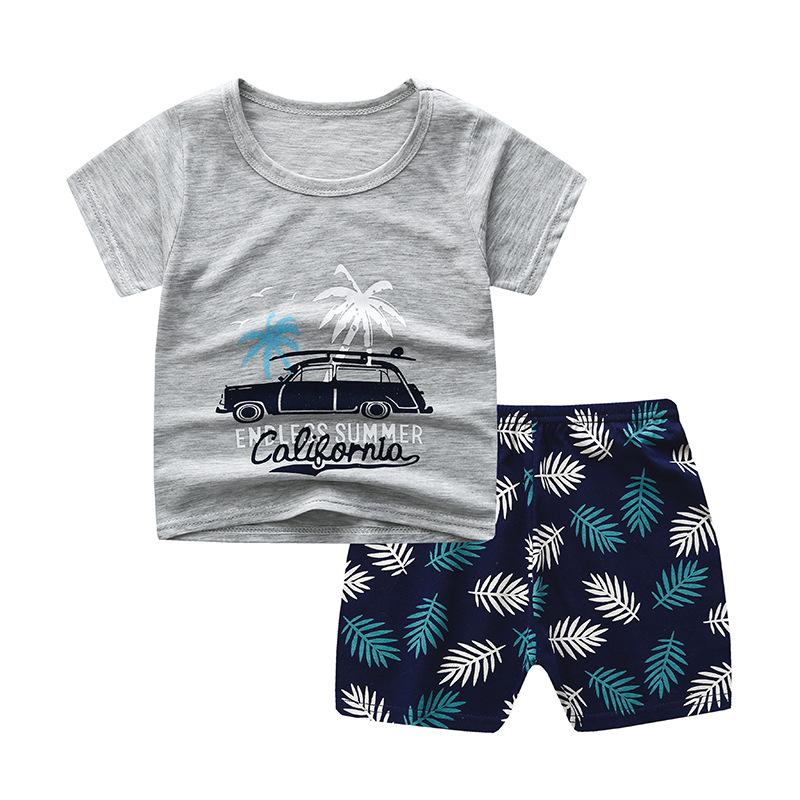 Cute Children Short-sleeved Suit Baby T-shirt Set Cotton Short-sleeved Shorts Kids Summer Children's Clothing