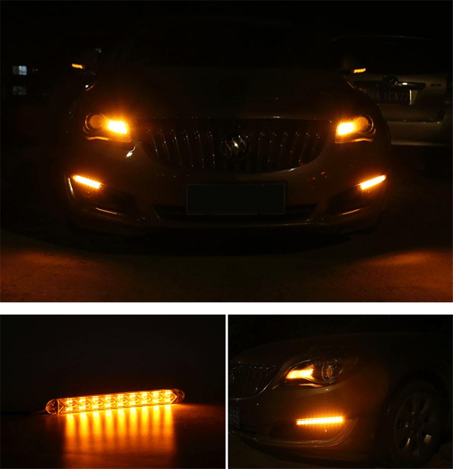 2x Car Flexible White/Amber 240 LED Fishbone Style Switchback Flowing Turn Signal Light DRL Knight Rider Strip Light Headlight Waterproof