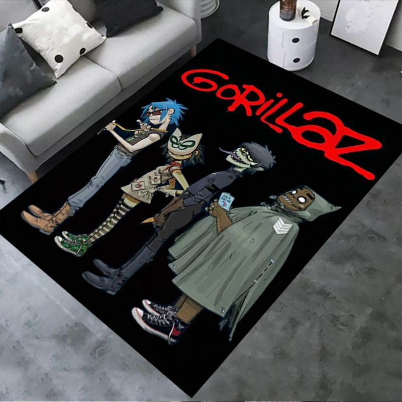 Gorillaz Teppich für Wohnzimmer Schlafzimmer Zuhause Sofadekoration, Kinder Spiel rutschfeste Bodenmatte