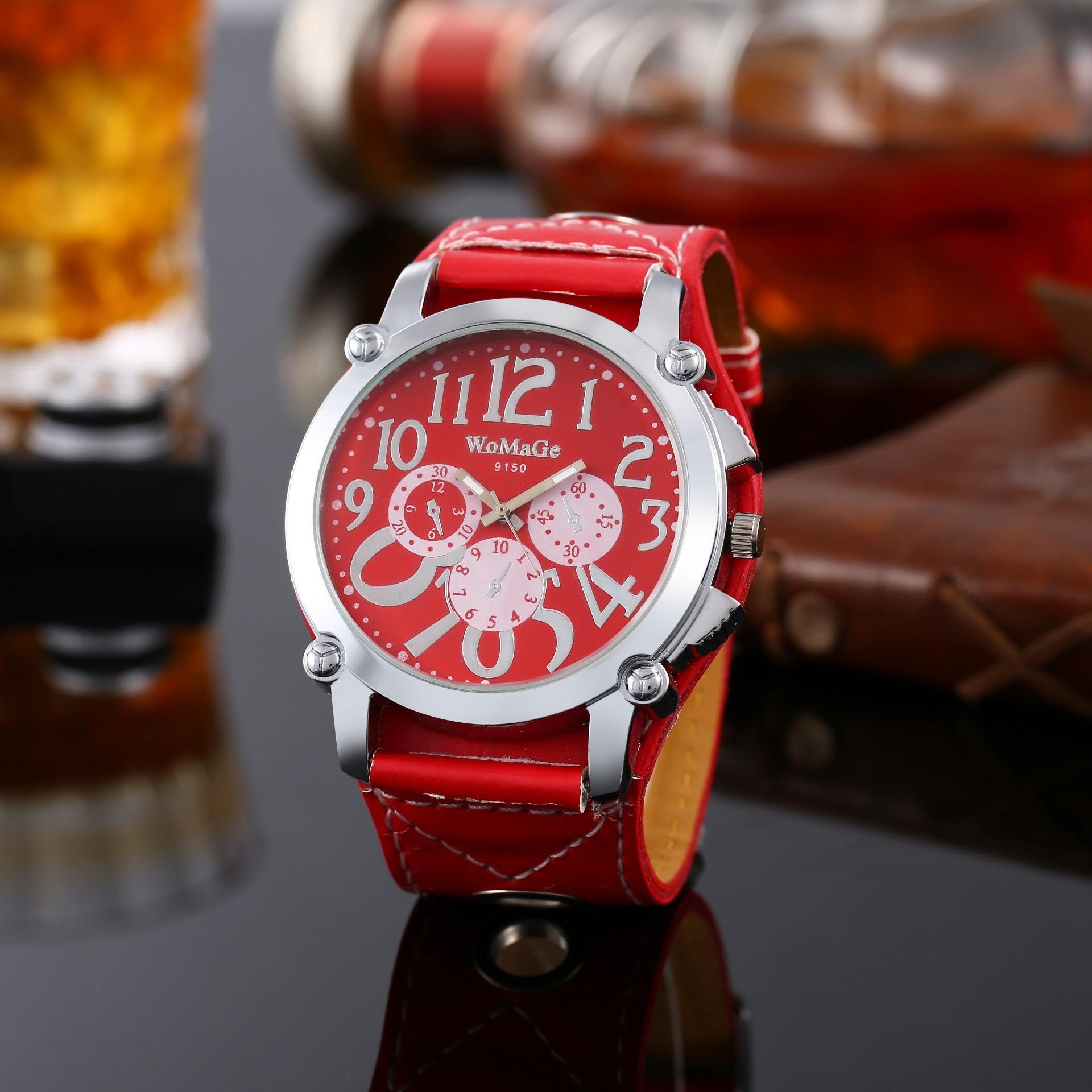 

Модний поясний годинник Кварцовий годинник для чоловіків і жінок червоний