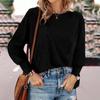 Large Round Neck Long Sleeved Top Women's Solid Color Loose T-shirt Simple Casual Commuter Bottoming Shirt European Style Autumn