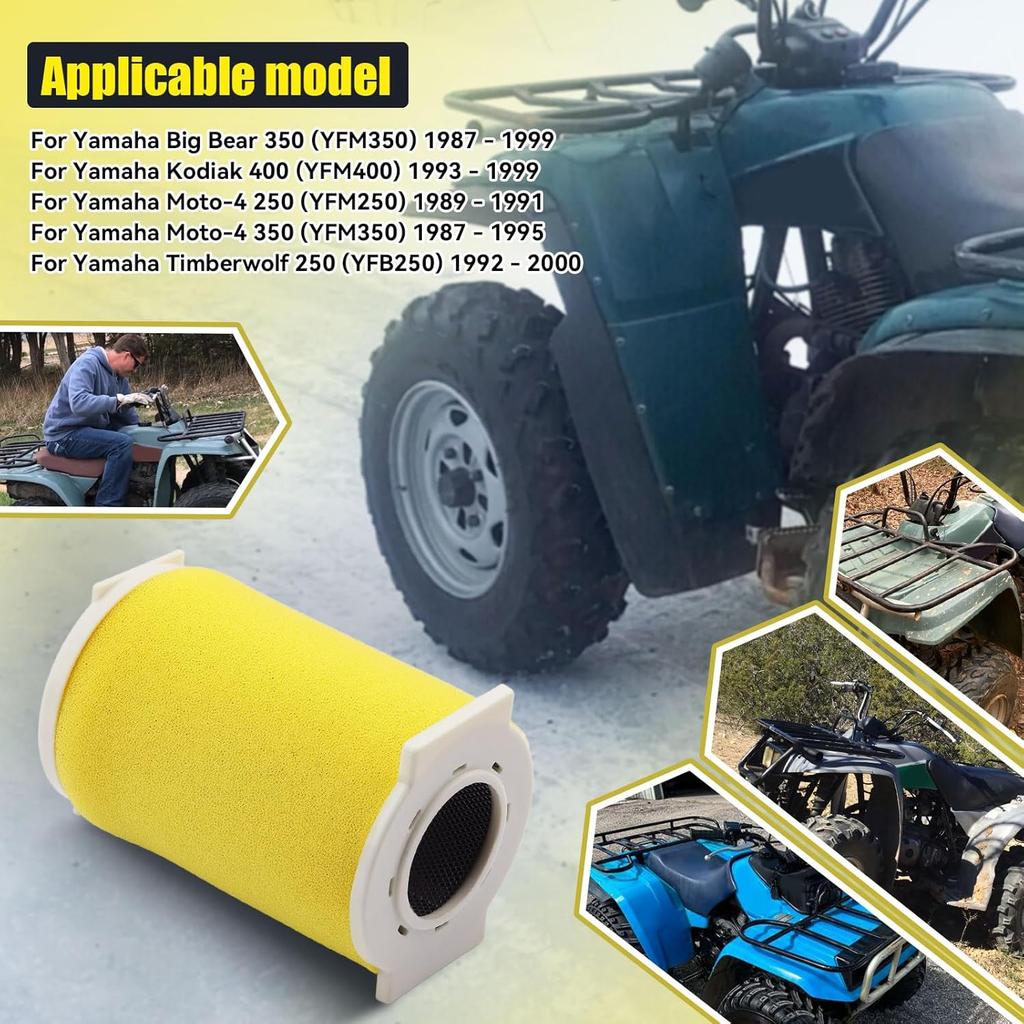 Air Filter & Guide & END CAP Kit For Yamaha Big Bear 350 Moto-4 250 350 Timberwolf 250 YFB250 1987-2000 Kodiak 400 YFM400FW 1993-1999