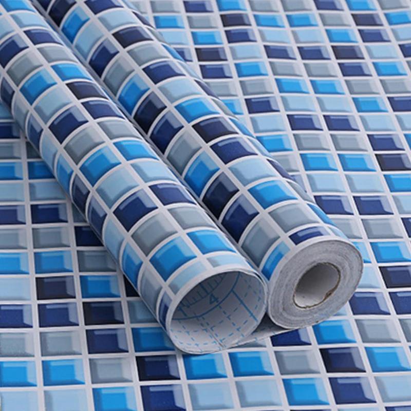 10M Self-adhesive PVC Mosaic Wallpaper Moisture-proof Waterproof Bathroom Kitchen Background Refurbished Tile Wall Stickers