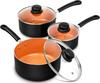 MICHELANGELO 3Pcs Non-Stick Ceramic Pot Set 1/2/3QT with Lids, PFAS-Free, Versatile Cooking Pots for Home Kitchen Use
