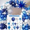 94PCS Navy Blue White Metal Slender Balloon Garland Set, Suitable for Graduation,Retirement, Wedding Party, Birthday Celebration