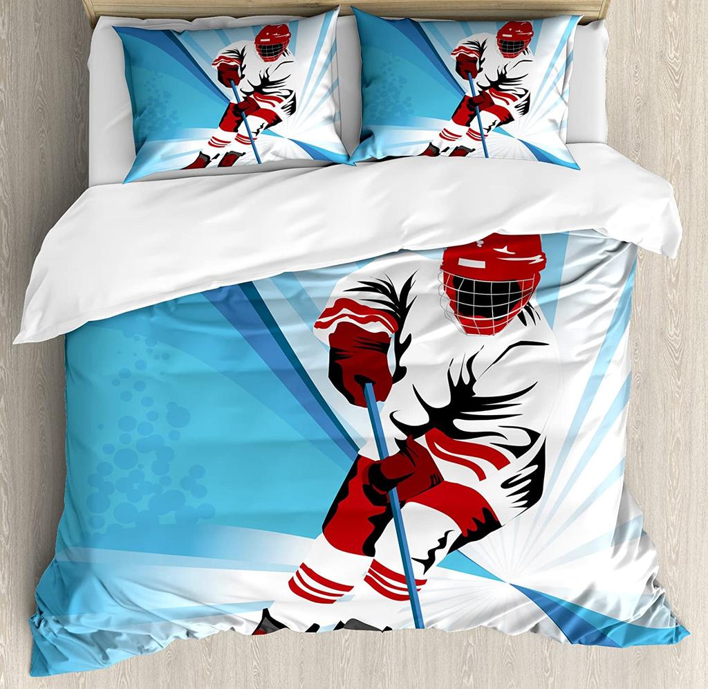 3pcs Bedding Set Ice Hockey Playing Field Home Textile Duvet Cover Pillow Case Boy Kid Teen Girl Bedding Covers Set