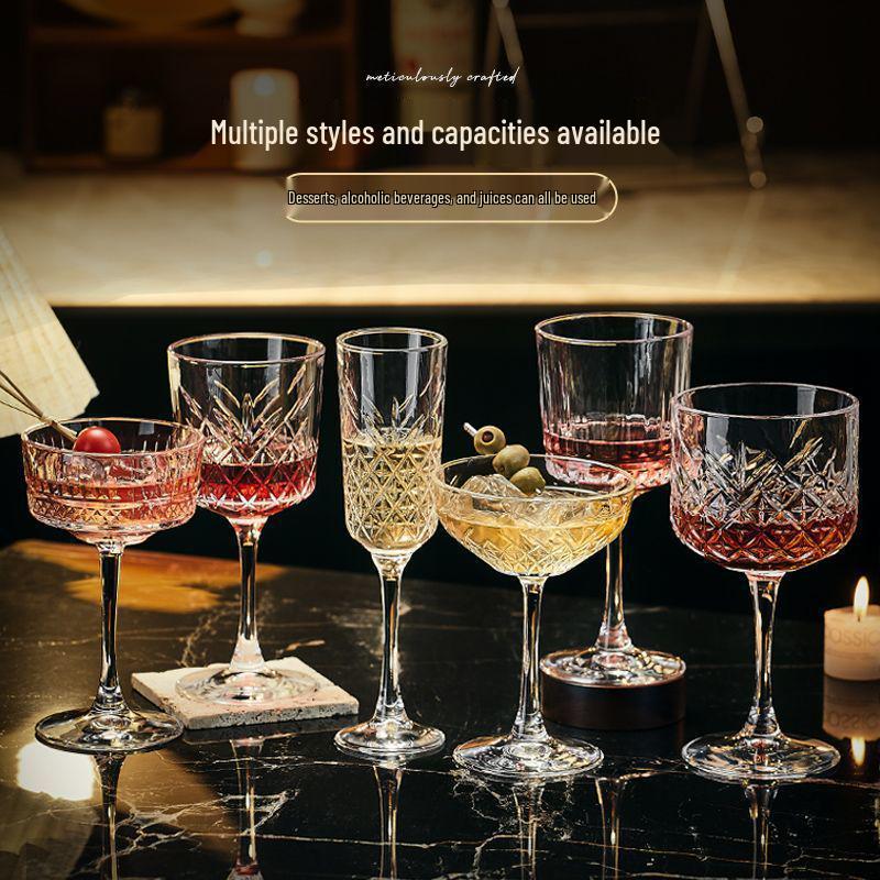 European Classical High-Stemmed Martini Glass - Artistic Cocktail & Wine Glass for Bars