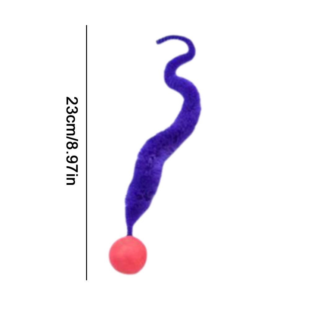 1pc Cat Teaser Toy Bouncy Ball Fluffy Tail Simulation Caterpillar Kitten Toy Durable Bite Teaser Tool Interactive Cat Toy Suppli