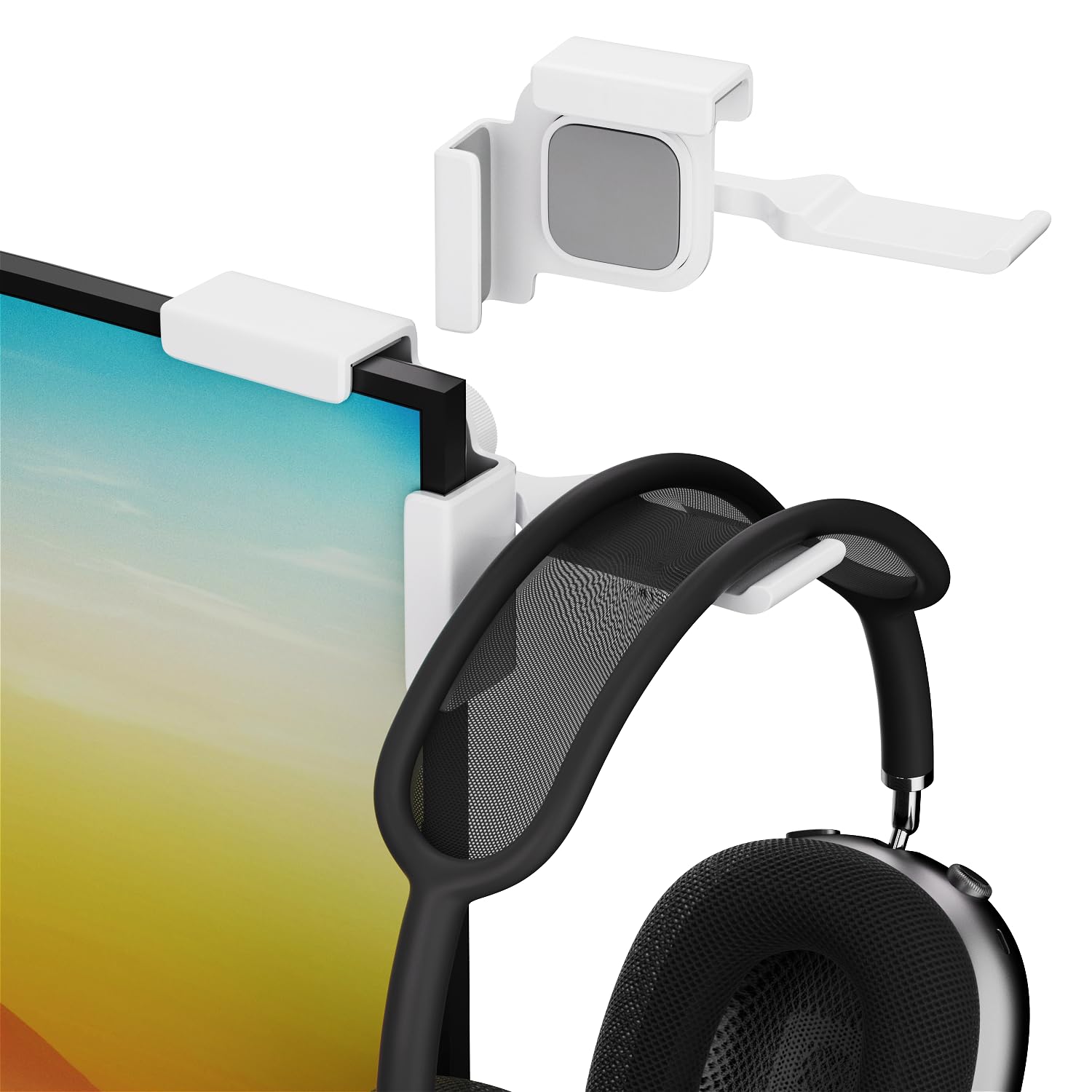 

wigmoa Monitor Headphone Stand with Rotating Height Headset Silicone Desk Office Gaming YA-C [1pc] Clamp-type 360° Hook, Adjustable, Holder,