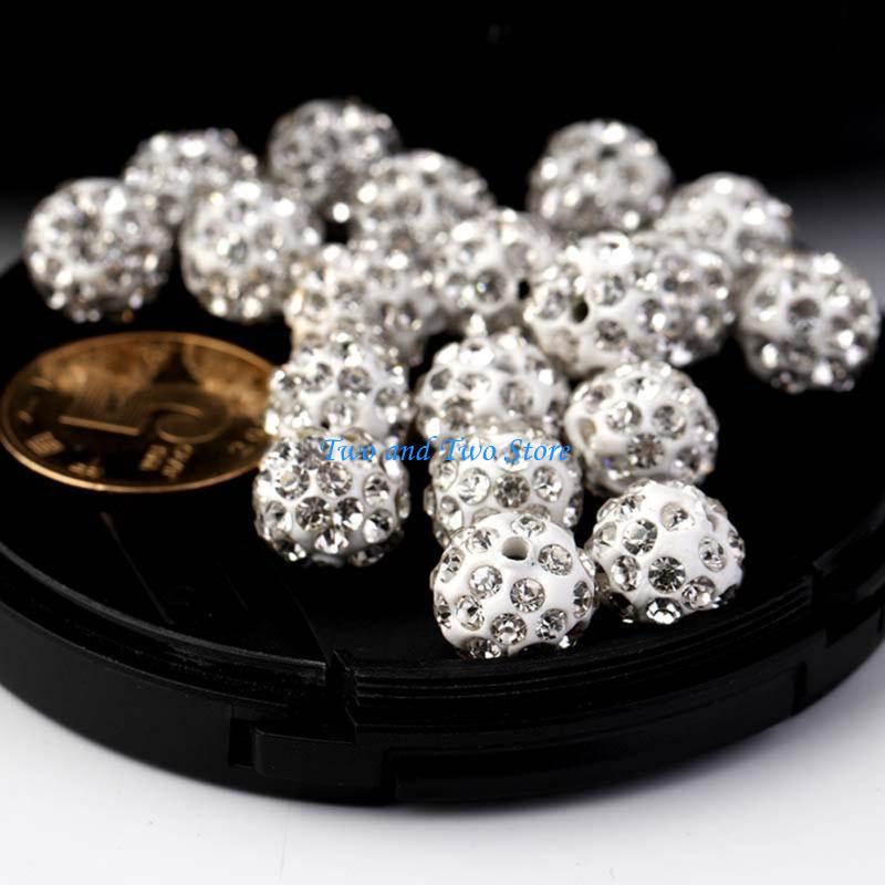 HX6F 100pcs 10mm Disco Ball Clay Beads Round Diamond Clay Bead Jewelry Craft Supplies