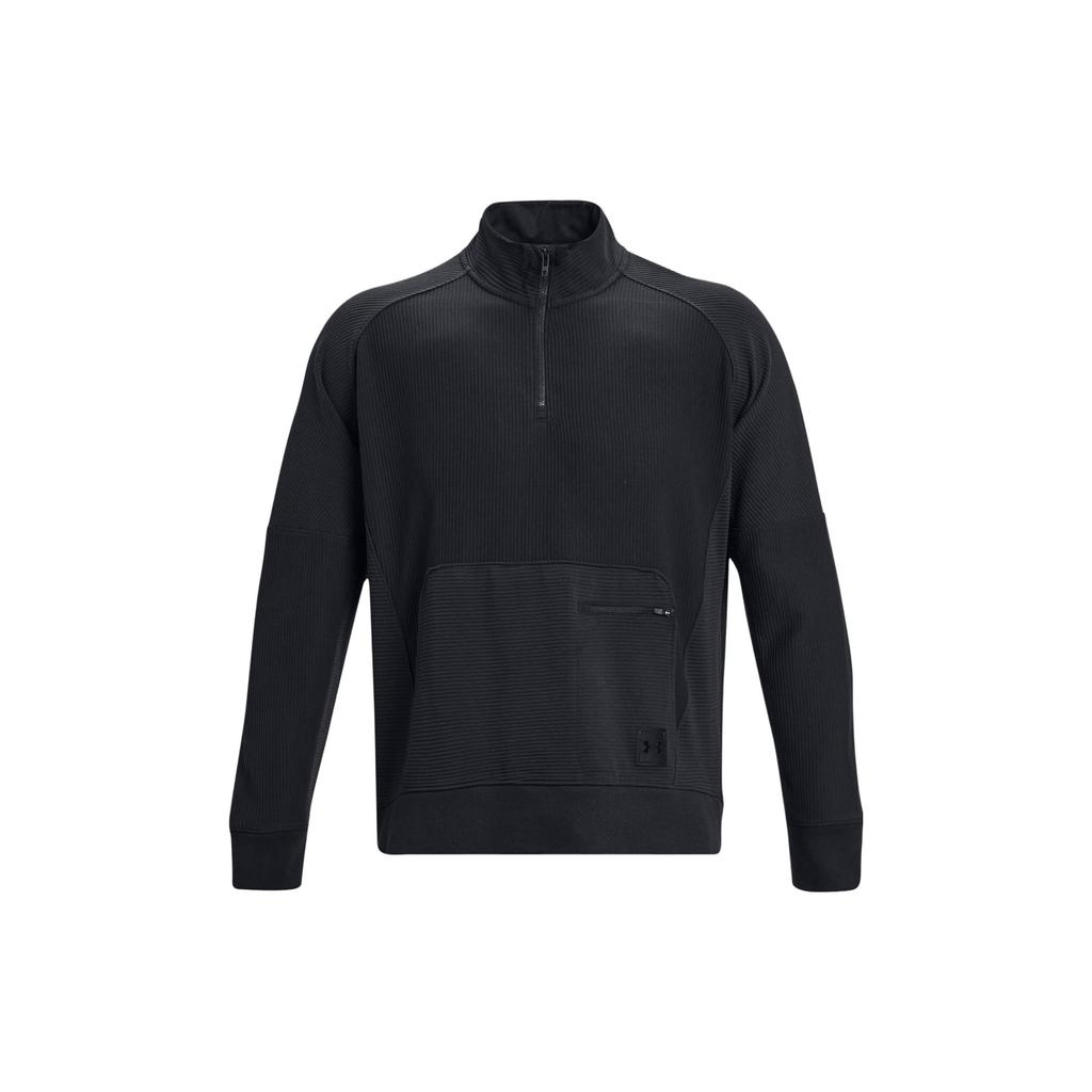 Under Armour Solid Color Mock Neck Pullover Long Sleeve Sweatshirt Men Sweatshirt Black 1382115-001