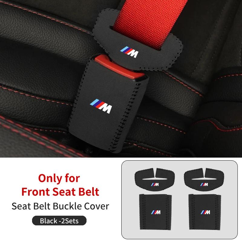 BAAK1 New 2025 2PC Car Seat Belt Buckle Protective Cover Safety Belt Plug Clip Case For BMW M X1 X3 X5 X6 X7 E30 E90 M3 E84 E83 E91 E7
