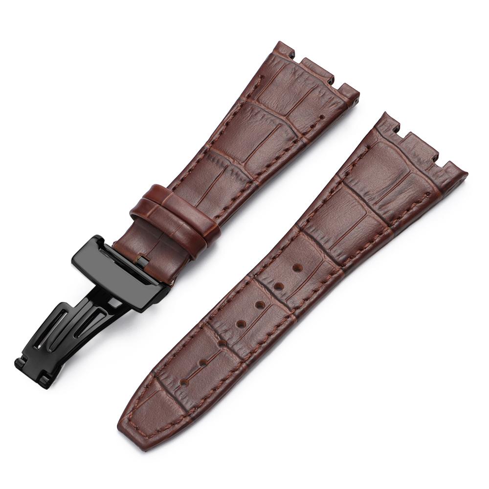 Top Layer Genuine Cowhide Watch Strap for AP Audemars 15400 15703 26320 Royal Oak Offshore Series Men27mm Black Brown Watch Band