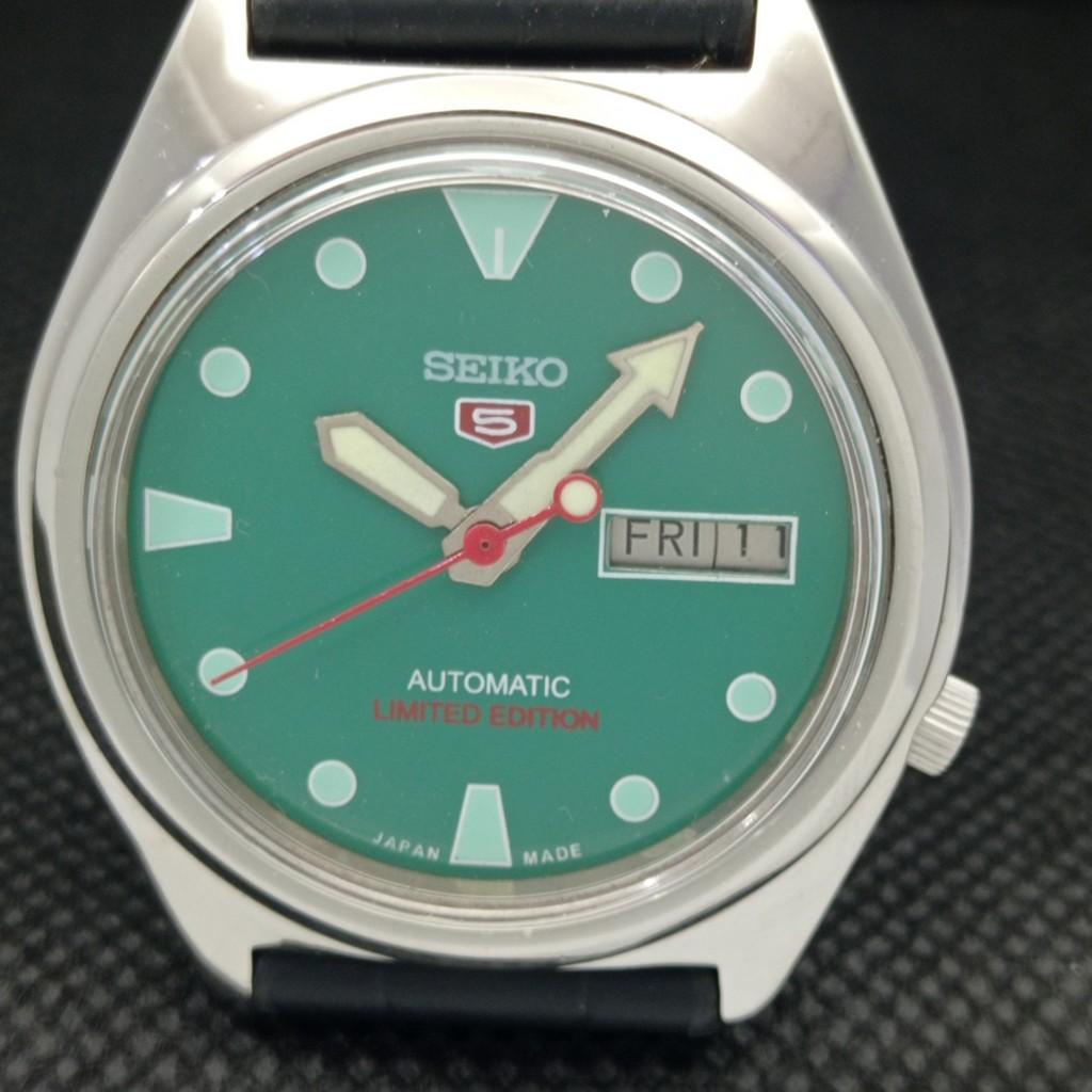 USED VINTAGE SEIKO 5 AUTOMATIC 7019A JAPAN MENS D/D GREEN WATCH 602-a313591-2 SKU602-a313591