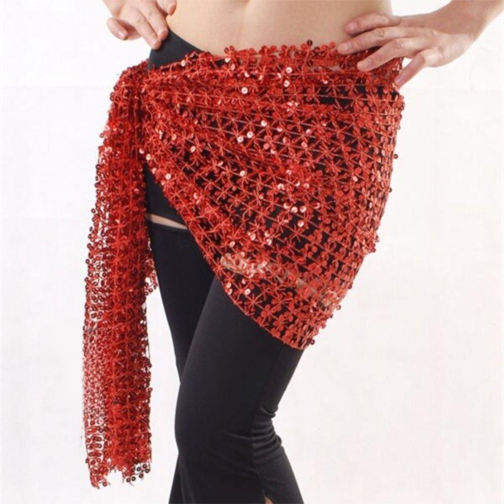 Hollow Out Belly Dance Belt Tassel Belly Dance Costumes Shiny Belly Dancing Scarf  For Women