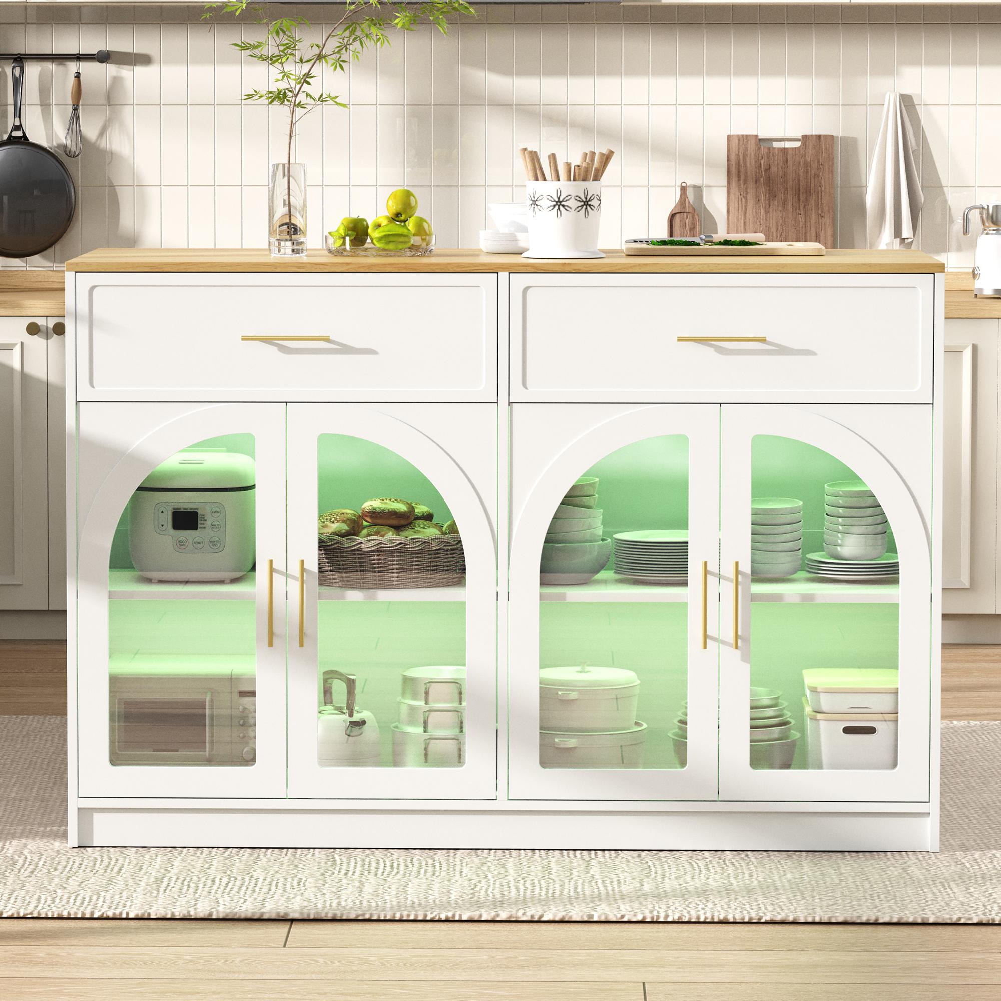 Kitchen Island with LED Lighting and