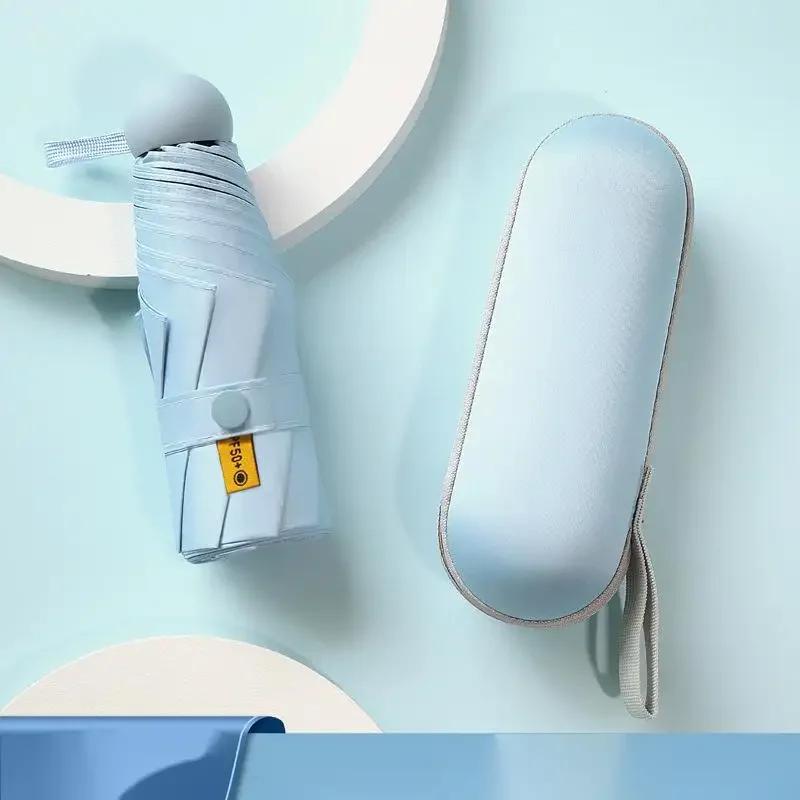 8-Ribs Sun Umbrella Portable Mini Umbrella Sun Protection Capsule Umbrella Parasol with Box UV Folding Pocket  Umbrella