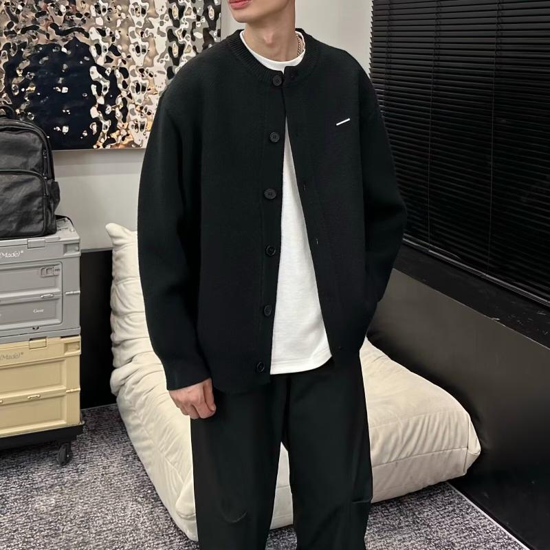Korean Style Deer Fleece Cardigan Autumn New Arrival Lazy Style Simple High Grade Loose Sweater Coat For Men