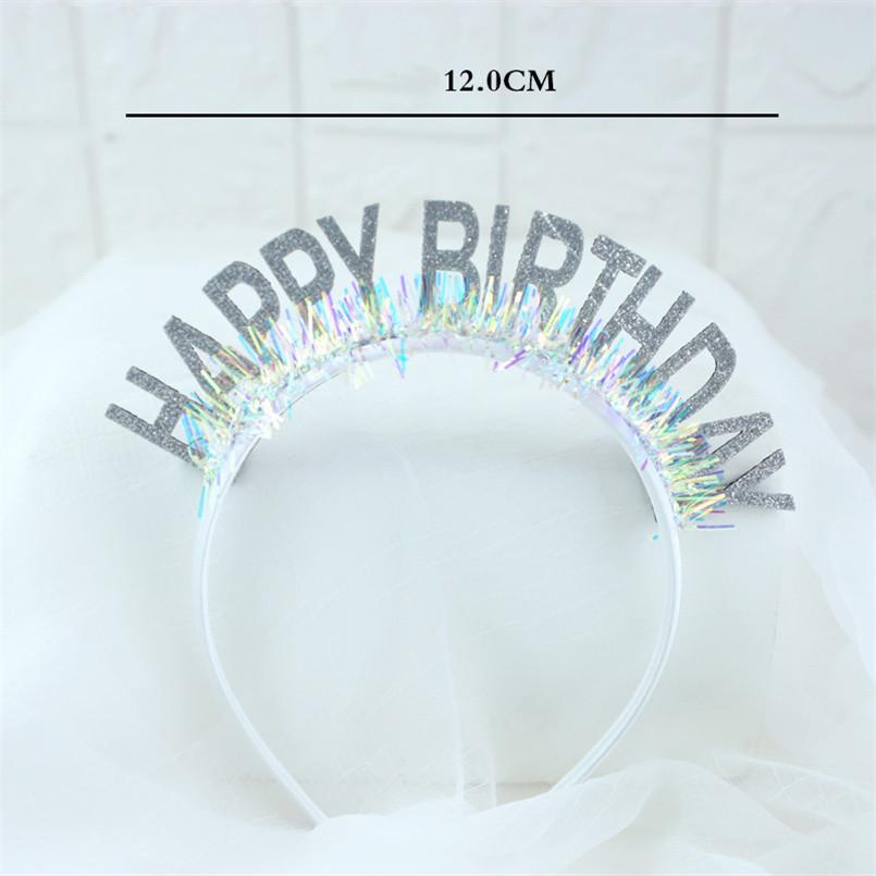 Glitter HAPPY BIRTHDAY Sequin Headband Birthday Decoration Birthday Party Decorations Kids Adult Girl Pink Silver Blue Headbands