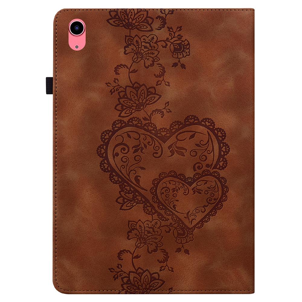 For iPad (2025)/10.9 (2022) Leather Case Heart Imprint Foldable Stand Card Slot Stylus Holder Tablet Cover