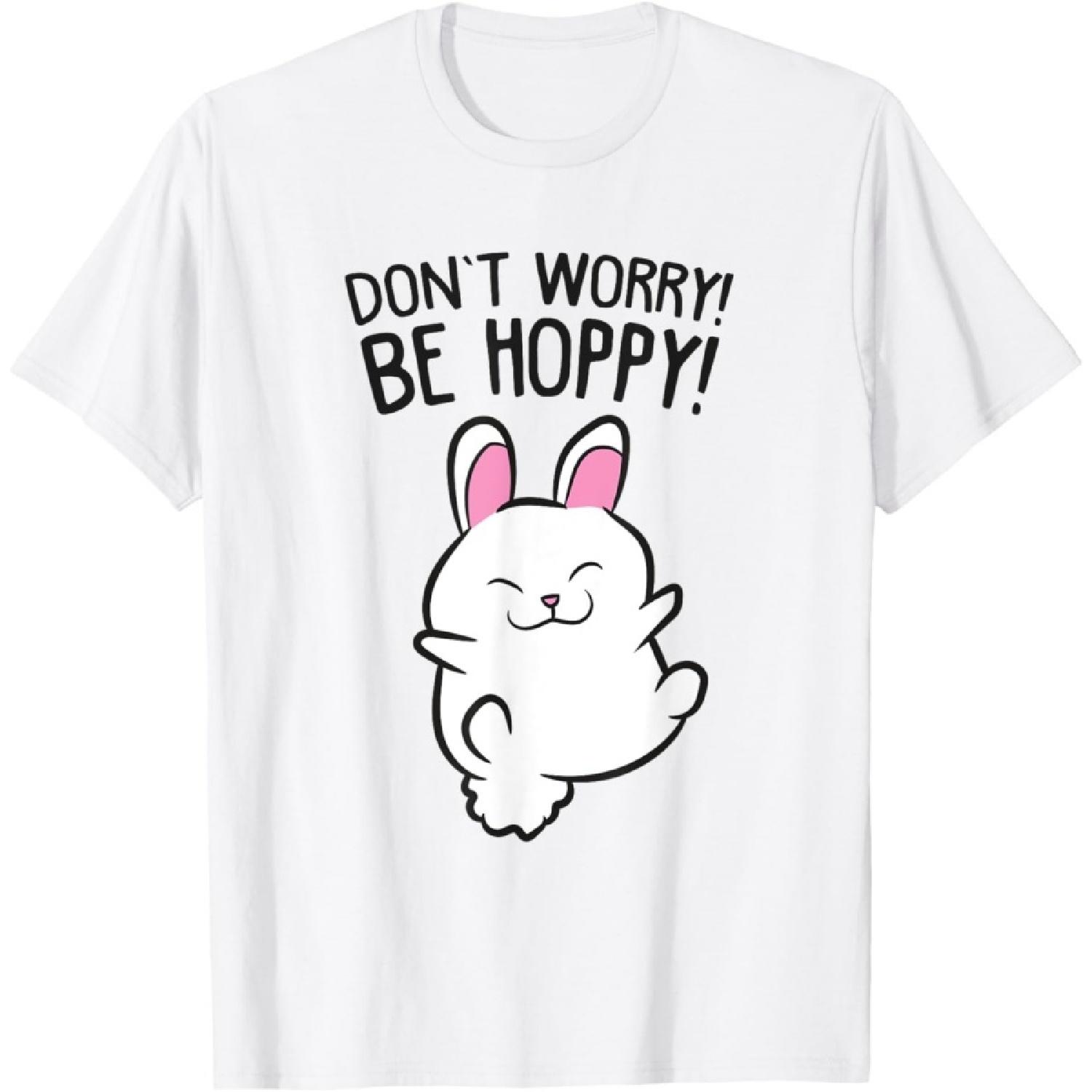 Cute Rabbit Baby Don t Worry Be Hoppy Love Rabbit Bunnies T-Shirt XXXXXL белый