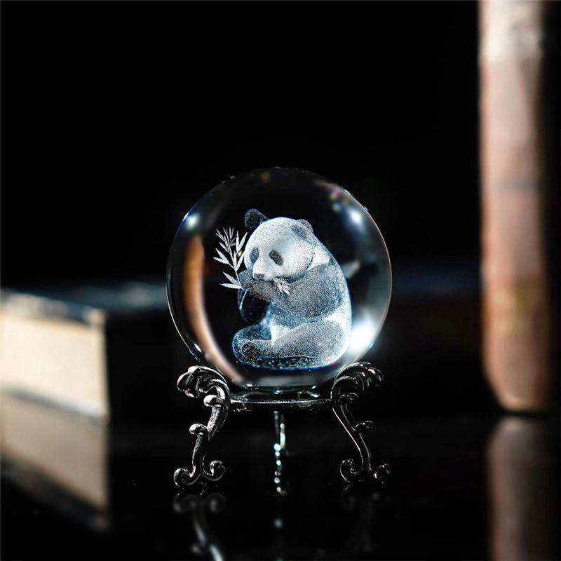 AEE4-3D Laser Engraved Starry Crystal Decorative Ball Figurine 60Mm Glass Sphere Paperweight With Stand Art Decor Crafts