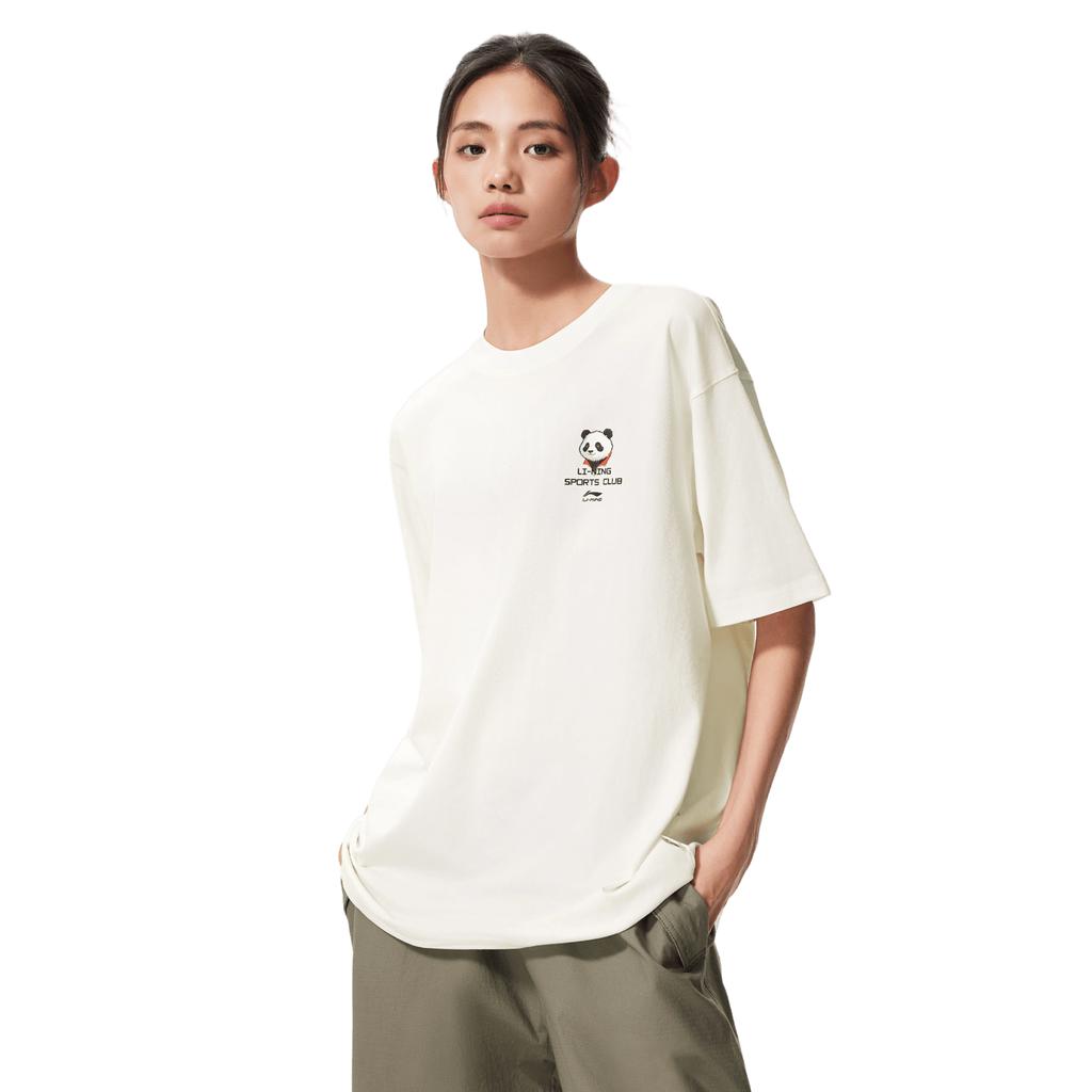 Men's Li-Ning Sports Life Collection T-Shirts Unisex Ivory Crew Neck Moderate Straight Fit