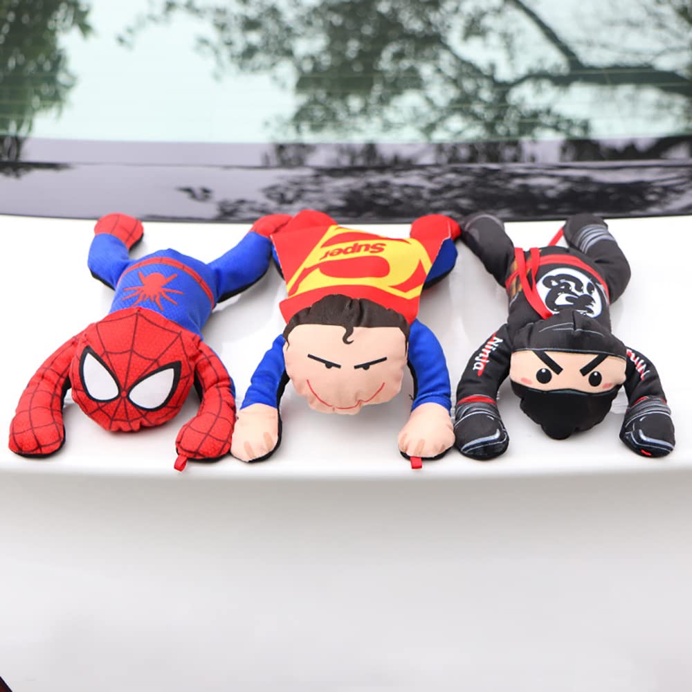 SCLYX Nálepka na auto exteriér s prísavkou, Emblém auta, Plyšová hračka superhrdinu Avengers, Spider-Man,