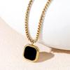 Collana Acciaio Inossidabile Goccia Croce Nera - Souvenir Regalo Festival Unisex