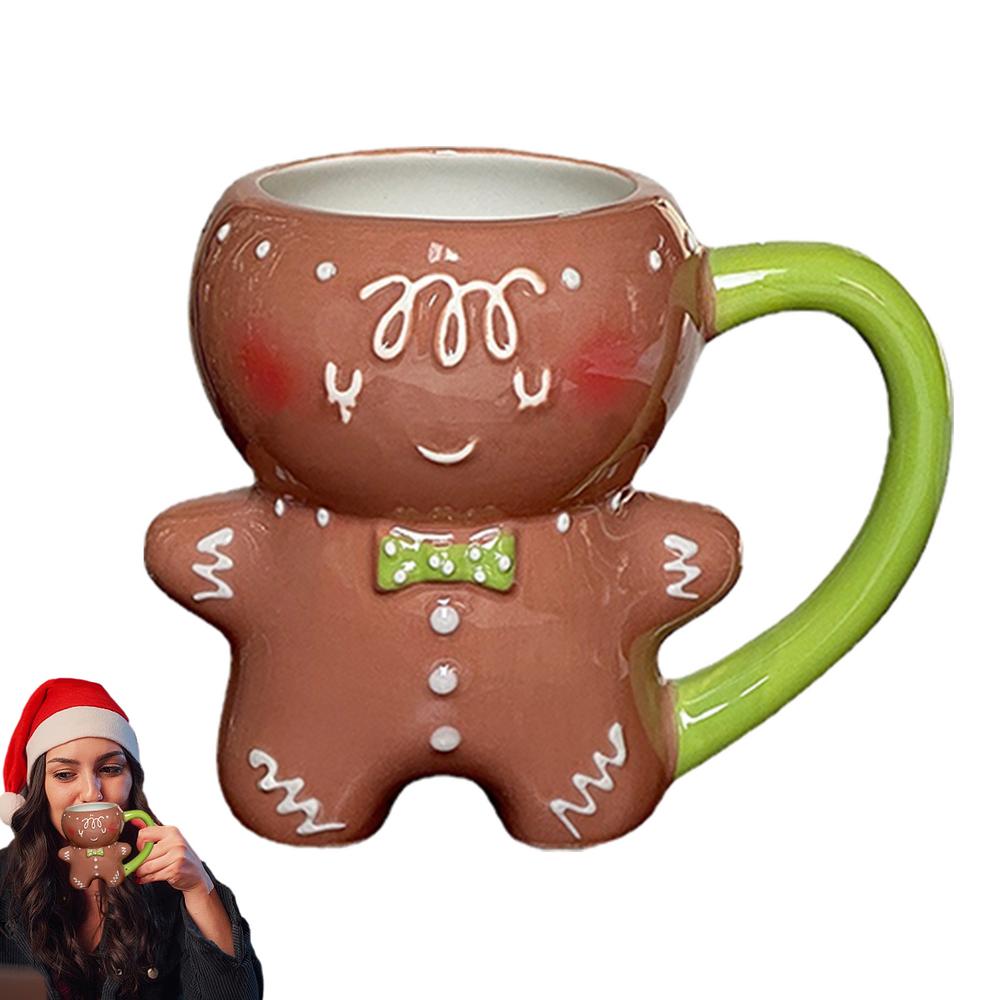 Gingerbread Man Coffee Cups Christmas Ceramic Mugs Couples Child Student Home Office Drinkware Ceramic Mugs Ornament 600ml