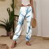 Damen Casual Jogginghose mit Blumendruck, elastischem Kordelzugbund und schmal zulaufendem Bein