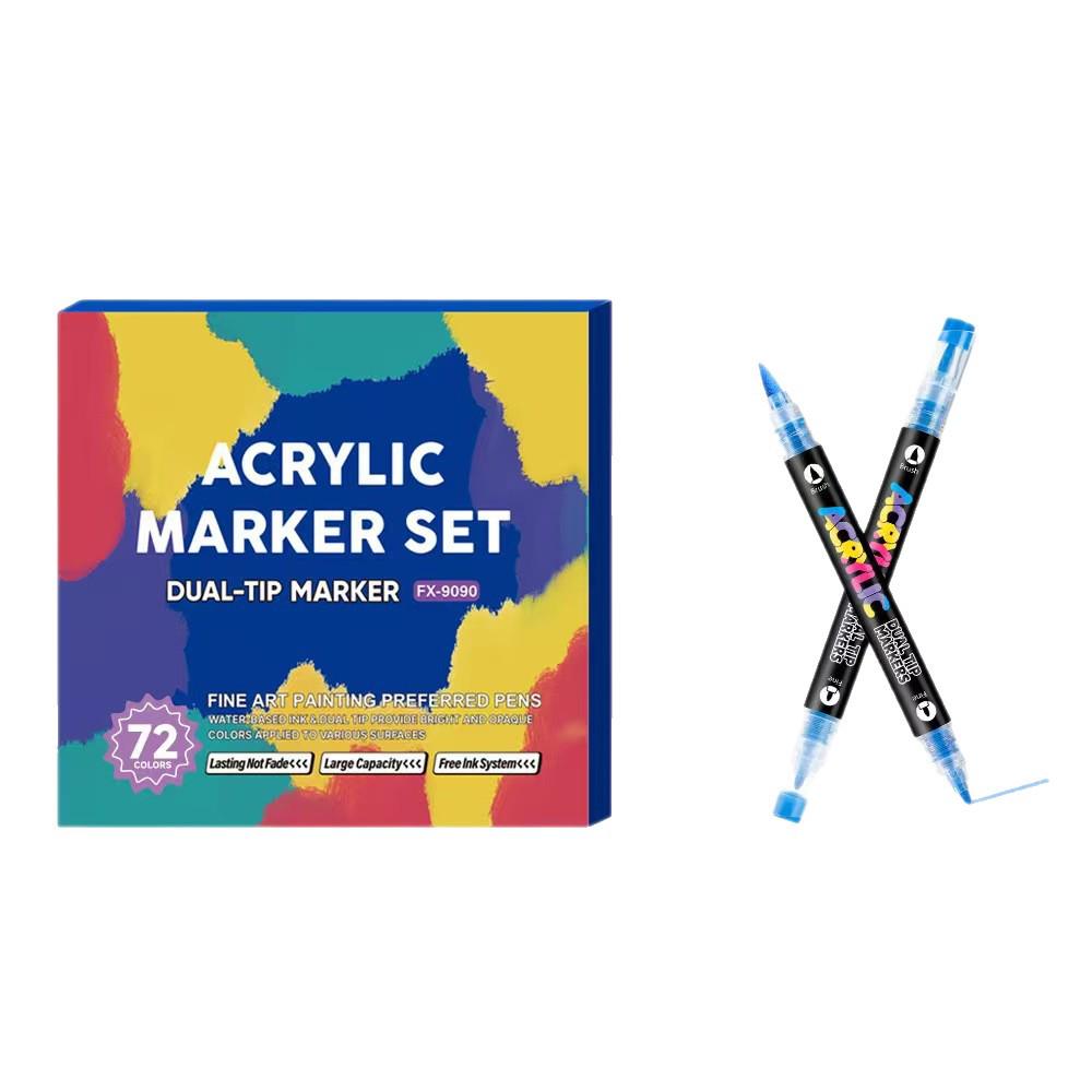 Doppelspitzen-Flüssigacryl- und Aquarellstift-Set für Glasmalerei - Wasserdicht, Weiche & Harte Spitzen