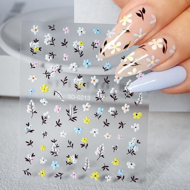 Sweet Small Fresh Flower Nail Art Sticker Summer Spring Self-Adhesive Nail Decals for Nails Decoration