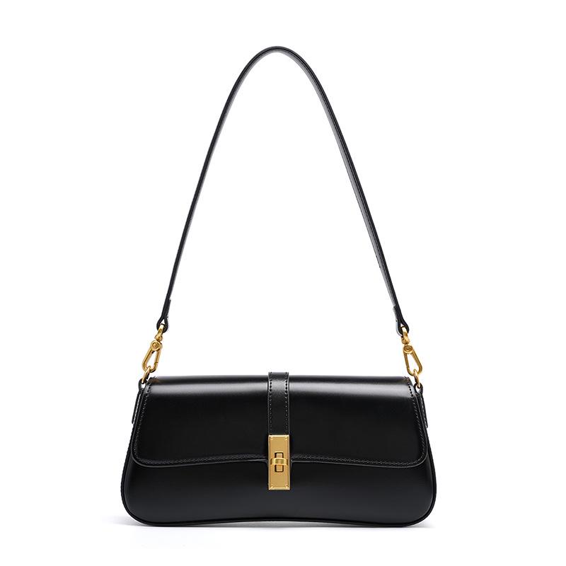 High-Quality Cowhide Baguette Shoulder Bag – 2025 Women's Versatile Armpit/Messenger Style