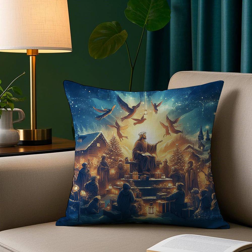 Jesus Christus Porträt Christliche Kunst Kissenbezug Kurzplüsch Druck Kissenbezug Quadratische Zierkissenbezüge Sofa Heimdeko