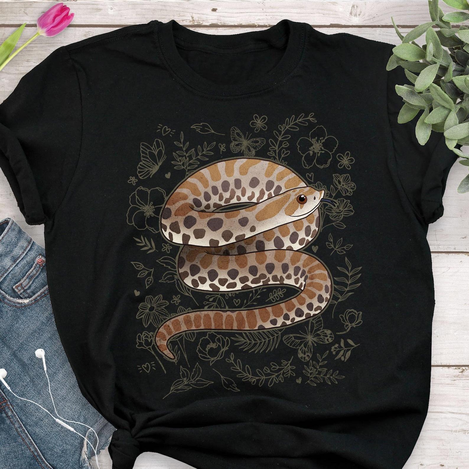 Hognose Snake Shirt, , , Reptile Tshirt, Snake Lover Gift, Flowers Doodle Reptile T-shirt, Cute Snake Tee, Snake Mom Snake Dad 100