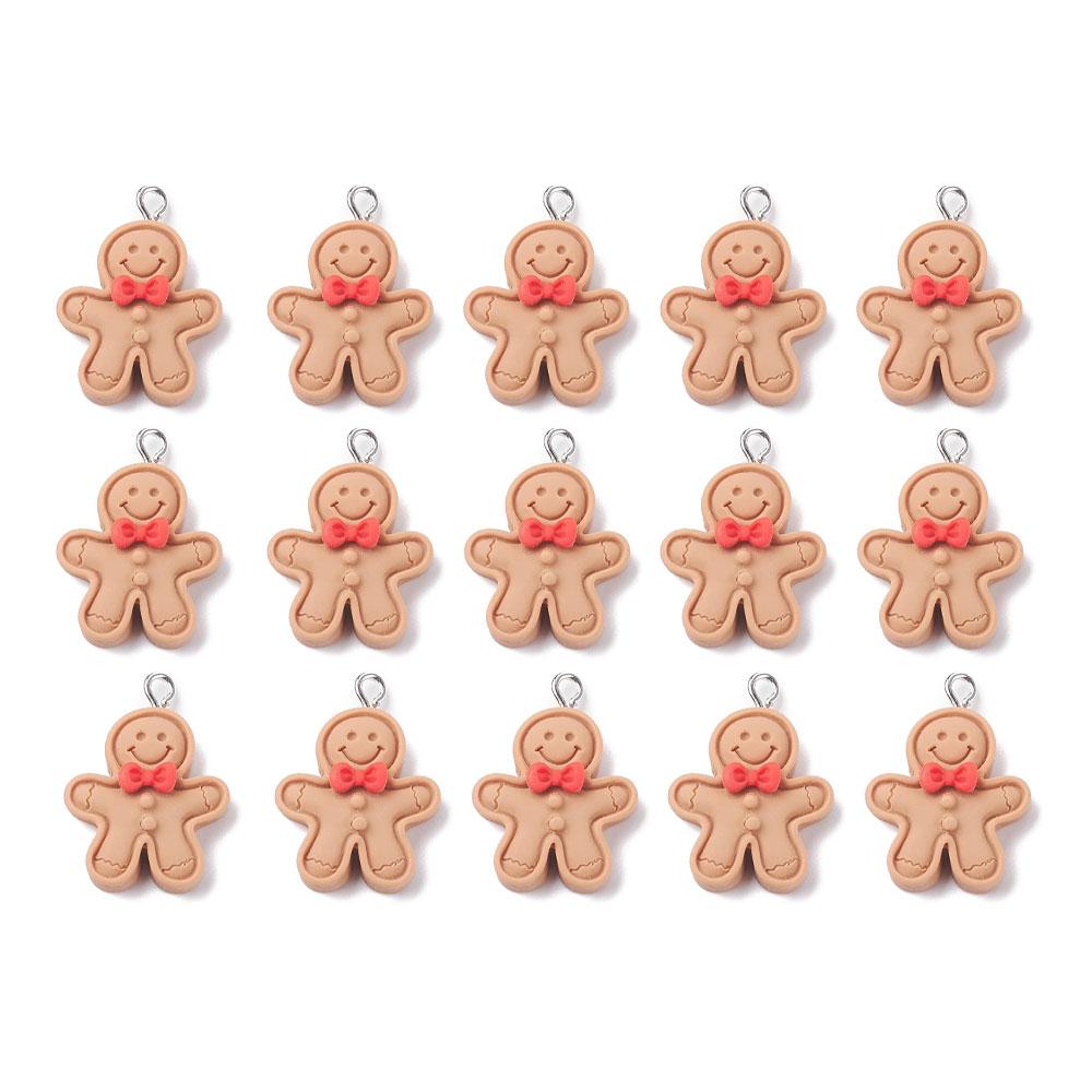 5/10/15pcs Gingerbread Pendant Resin Jewelry Gingerbread Doll Snowman Jewelry DIY Necklace Bracelet Earring Decoration