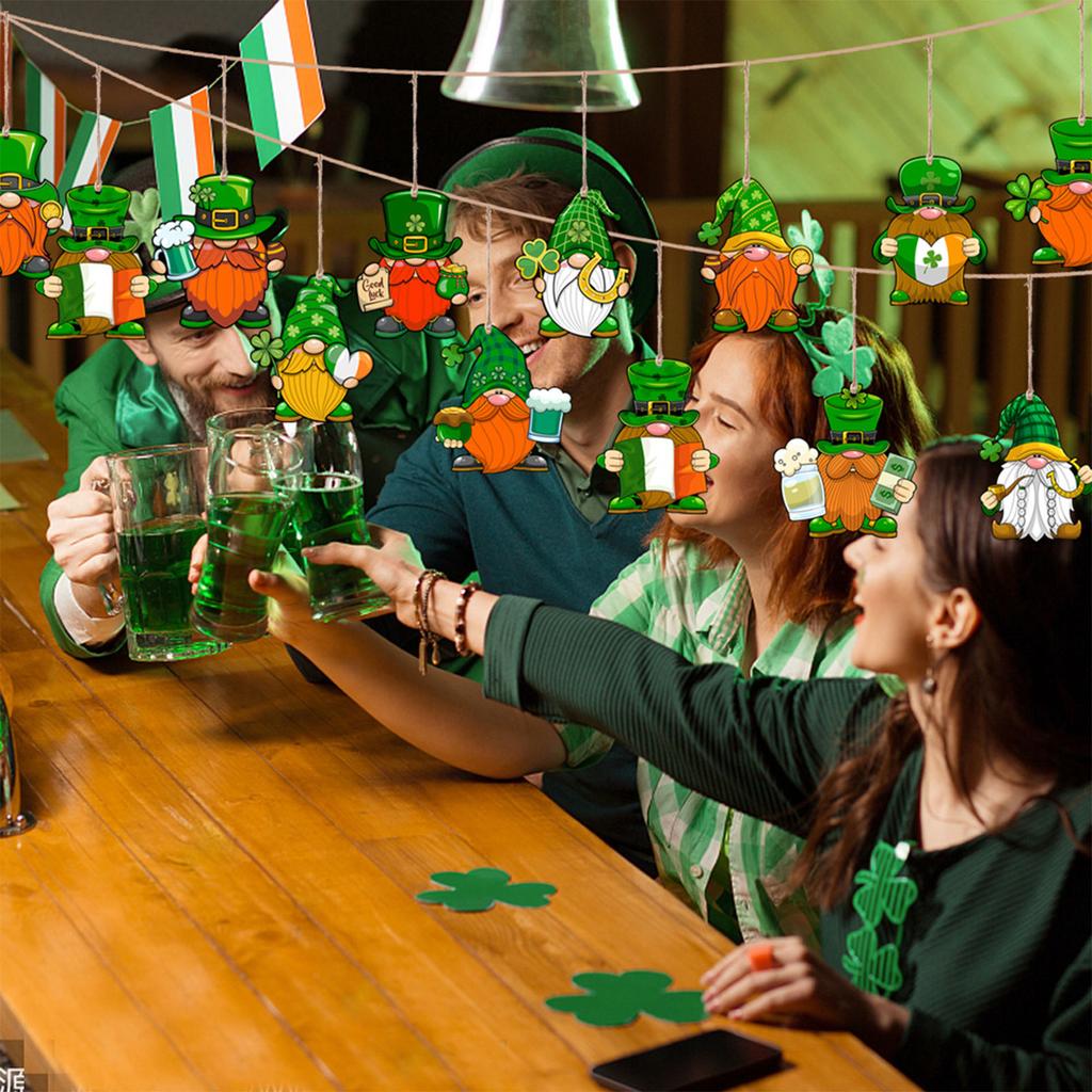 Unique Wood Embellishment Set of 24pcs Patrick's Day Doll Pendants for Holiday Decorations and Irish Celebrations