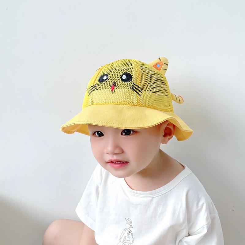 Cartoon Kids Summer Sun Hat With Large Brim And Breathable Polyester For Outdoor Play