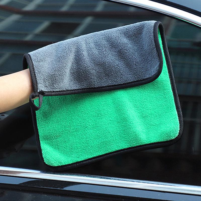 Double-Sided Coral Fleece Car Wash Towel for Thick Water-Absorbing Cleaning