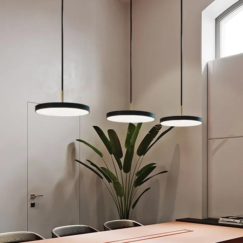 Nordic LED Pendant Light Minimalist Black White Iron Hanging Lamp For Restaurant Living Room Study Bedrooom illumination Fixture