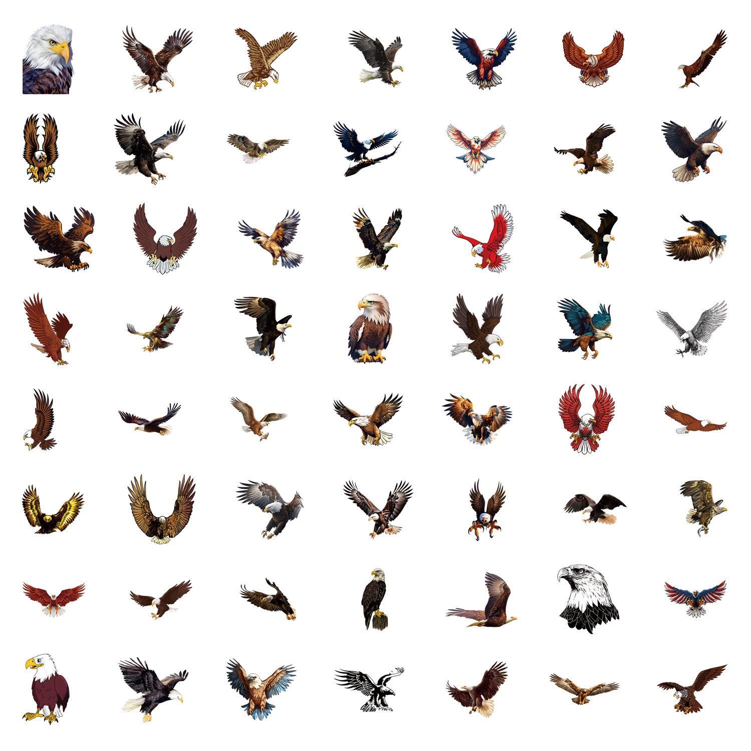 

55 Cartoon Eagle Animal Graffiti Waterproof Stickers for Decoration