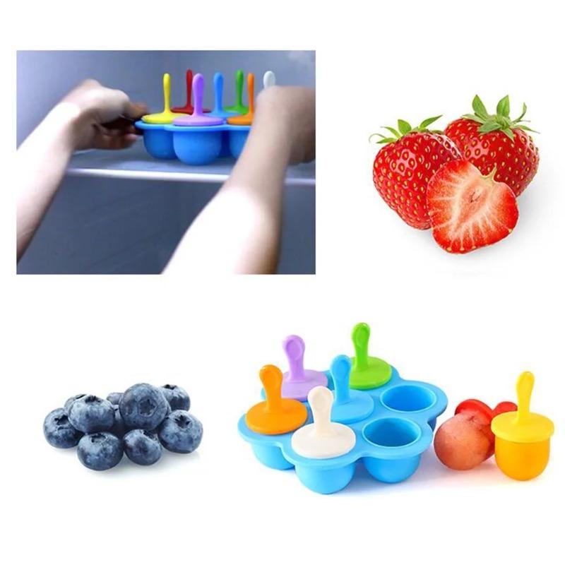 Ice Cream Mold Silicone Popsicle Bar Reusable Non-stick Ice Cube Tray Homemade Food for Kids Mini DIY Family Party Essentials 6