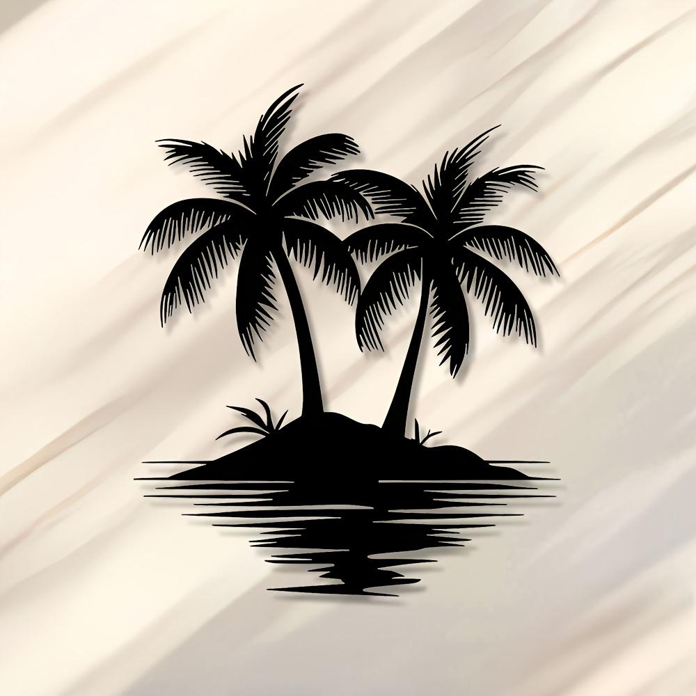Tropical Beach Metal Wall Art Palm Tree Silhouette Iron Decor Coastal Living Room Bedroom Housewarming Gift