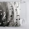 Music Shower Curtain,Black and White Music Notes Bathroom Shower Curtains Polyester Fabric Fashion Gray Bathroom Set with Hooks