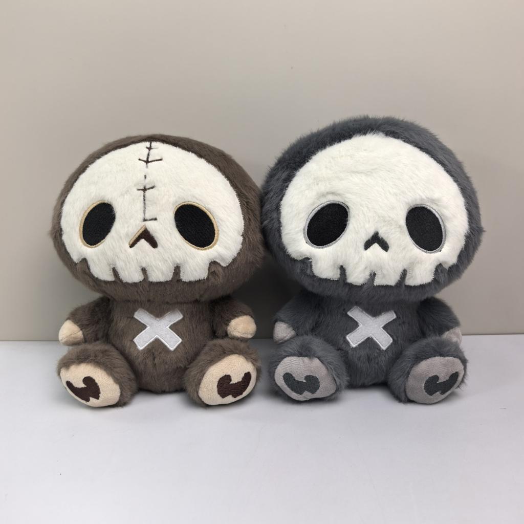 Plush Skull Doll Halloween Decoration Soft Stuffed Toy Skeleton Figure Sitting Pose Indoor Outdoor Display Collectible
