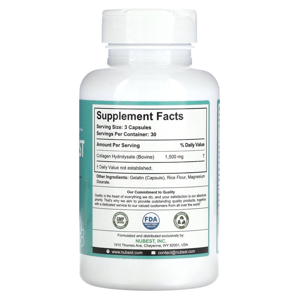 Premium Collagen Nubest, Enhanced Absorption, 90 Capsules (500Mg per Capsule)